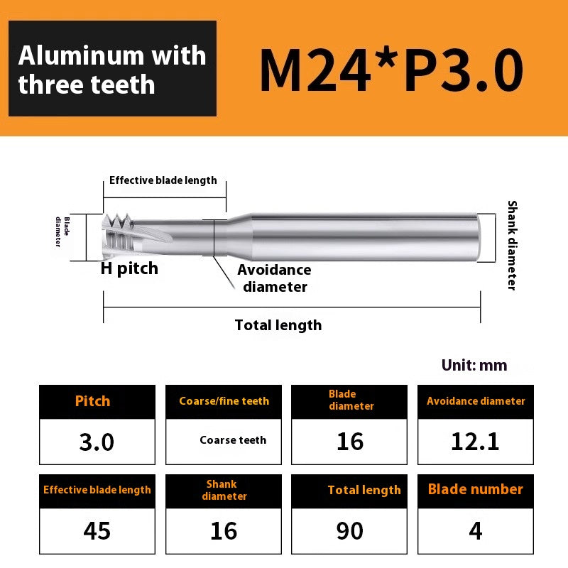 2135-65° aluminum with colorful thread milling cutter lengthened single tooth three-tooth full thread machining center tungsten carbide milling cutter M3M4M5 Shandong Denso Pricision Tools Co.,Ltd.